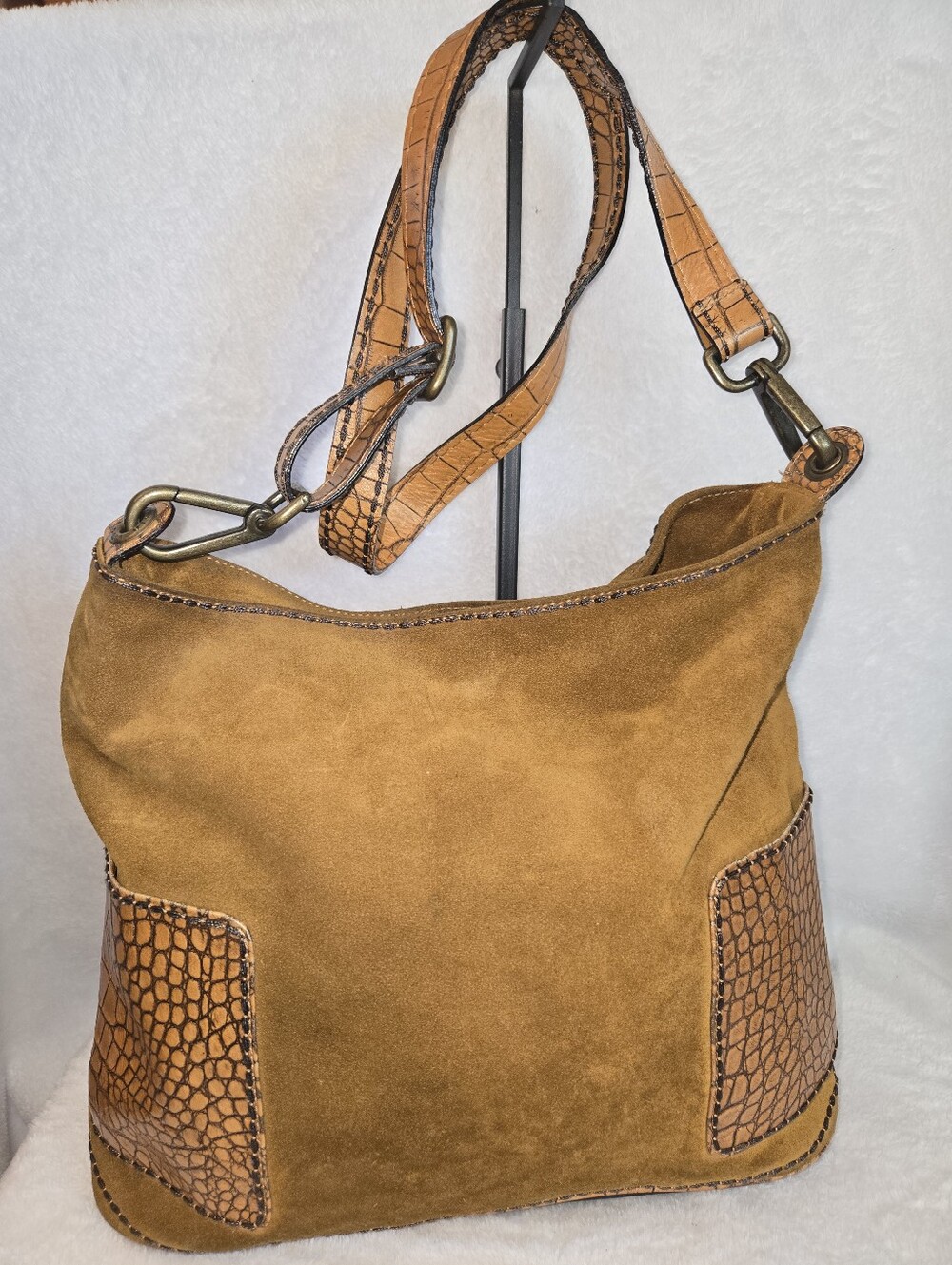 ✨️Plinio Visona Genuine Italian Suede Hobo Shoulder Bag in Tan